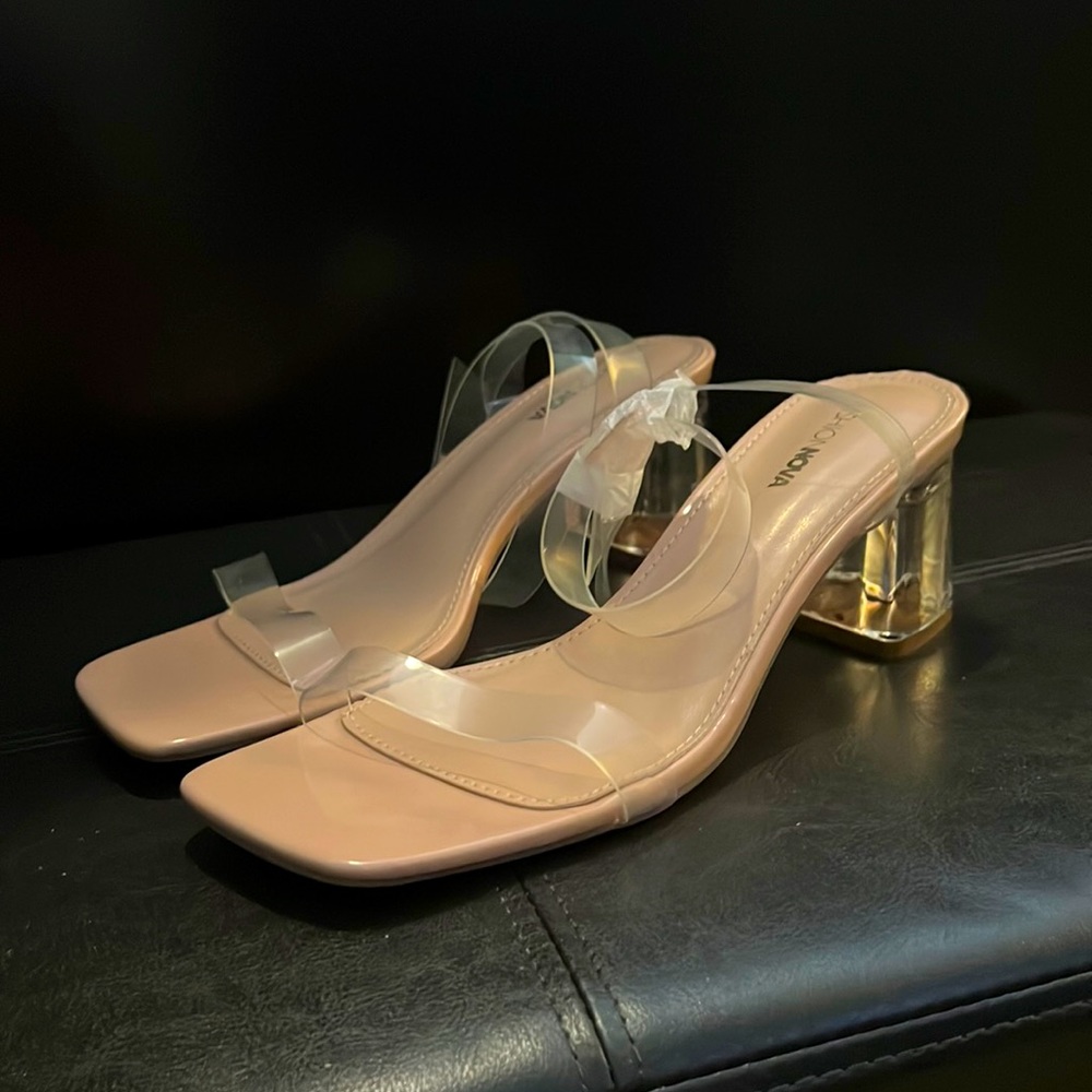 Fashion Nova Mid Clear Heels